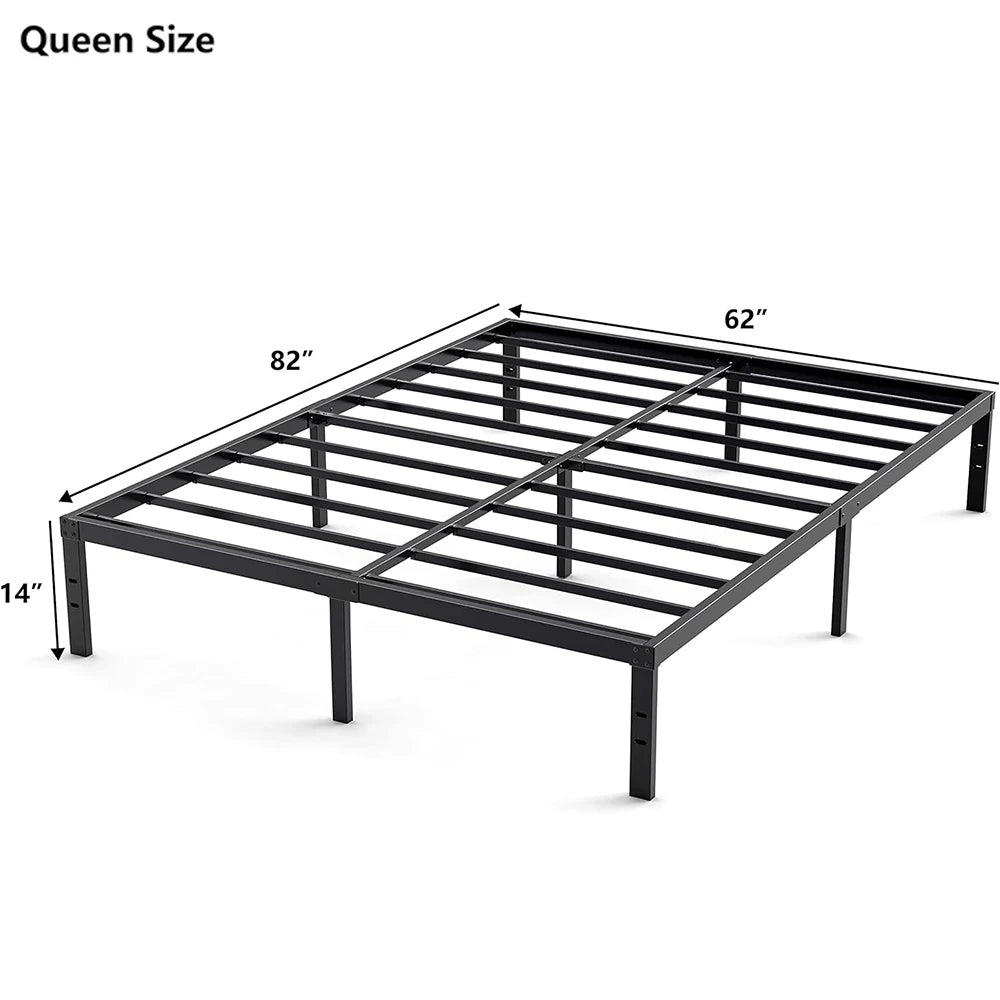 Metal Bed Frame – Heavy Duty Mattress Foundation with Anti-slip Steel Slat Support, Durable Platform Base with Underbed Storage - vue 8 sur 12