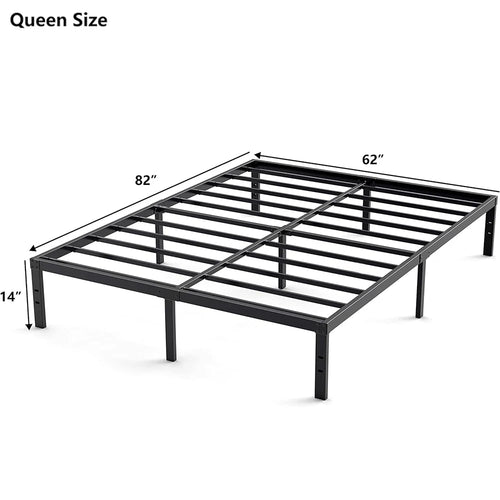 Metal Bed Frame – Heavy Duty Mattress Foundation with Anti-slip Steel Slat Support, Durable Platform Base with Underbed Storage - vue 9 sur 12