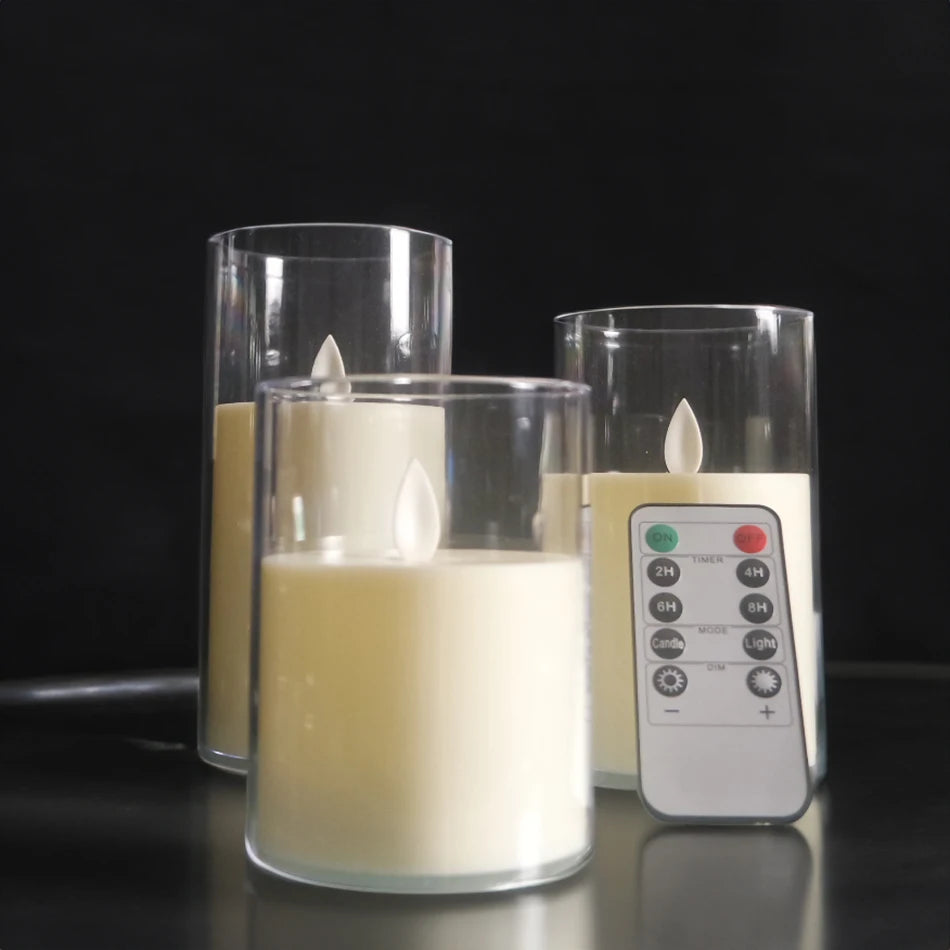 3pcs/set USB Rechargeable Led Pillar Candle,Flameless Remote control,Timer LED Candle Light table decorative,Christmas Candles - vue 4 sur 7