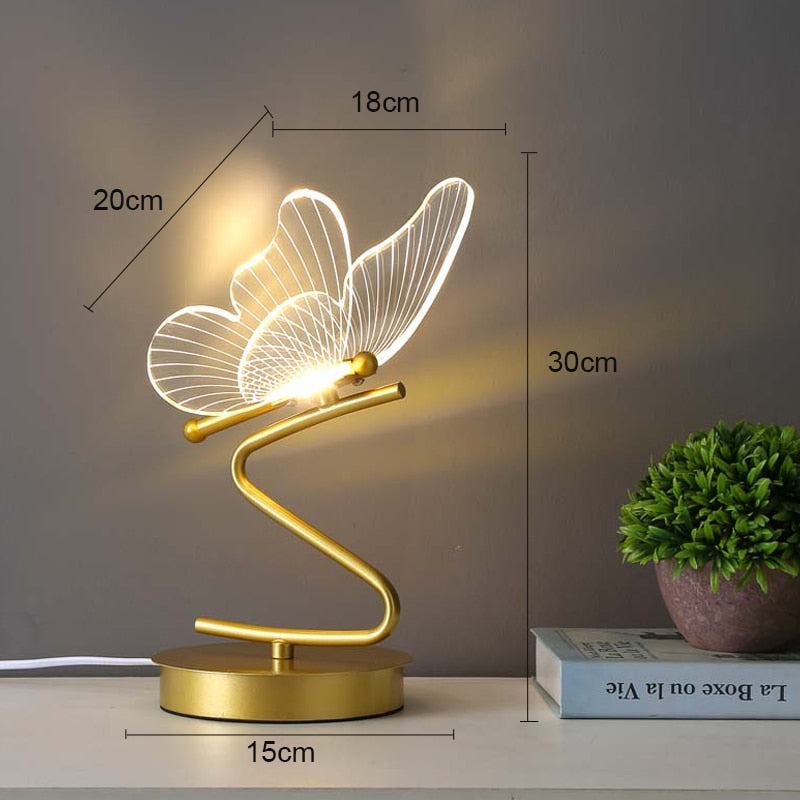 Lampe à poser design LED métallique ondulé Papillon