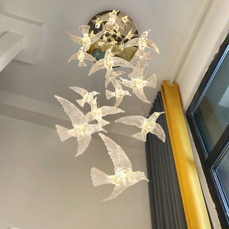 suspension LED décorative en forme d'oiseau idéale pour loft - vue 5 sur 18