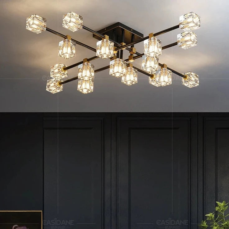 Plafonnier led en verre cristal luxe - vue 5 sur 12