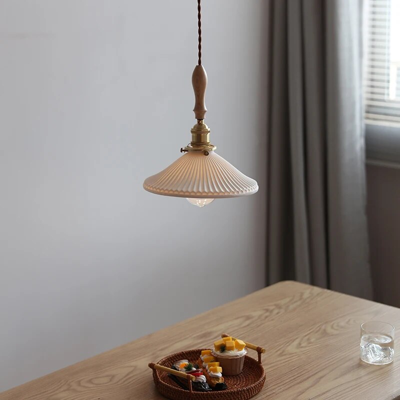 suspension led cuivre bois décor simple moderne intérieur - vue 5 sur 29
