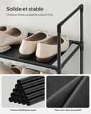 SONGMICS 10-Tier Shoe Rack, Shoe Stand, Space-Saving Shoe Storage, 33 x 33 x 173 cm, Metal Frame, Non-Woven Fabric Shelves