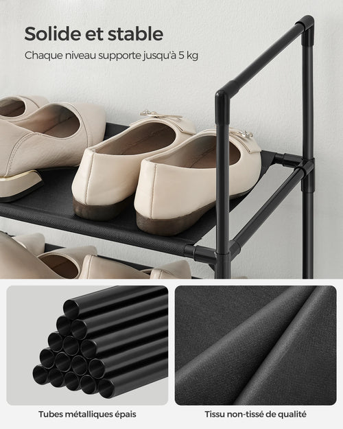 SONGMICS 10-Tier Shoe Rack, Shoe Stand, Space-Saving Shoe Storage, 33 x 33 x 173 cm, Metal Frame, Non-Woven Fabric Shelves - vue 5 sur 7