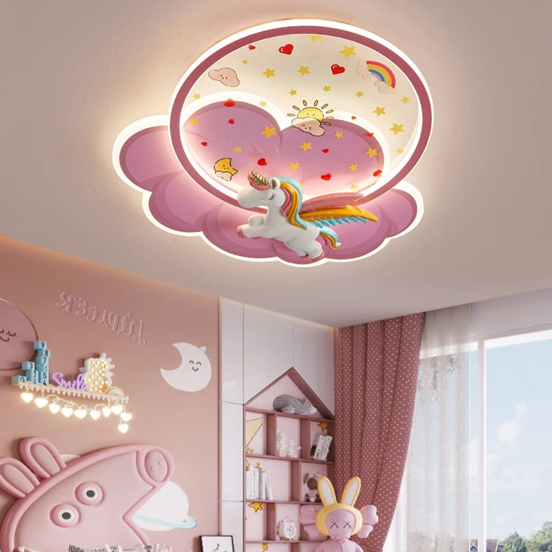 plafonnier licorne led pour fille avec télécommande optionnelle - vue 2 sur 8