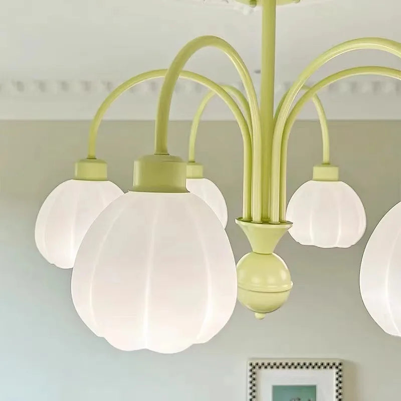 lustre verre lait blanc led chambre intérieure vert