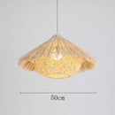 Chinese rattan pendant light, hand woven straw hat lampshade pendant light, living room decoration, indoor lighting fixtures