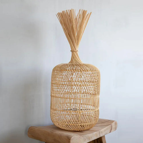 Lampadaire en rotin style Vintage nostalgique Simple - vue 4 sur 16