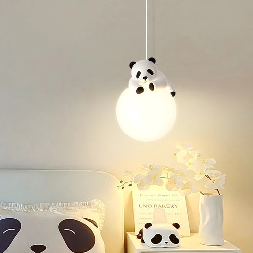 Résine Panda lampes suspendues chambre d'enfants suspension chambre chevet lustre pour bébé enfants crèche école Panda lumière - vue 3 sur 7
