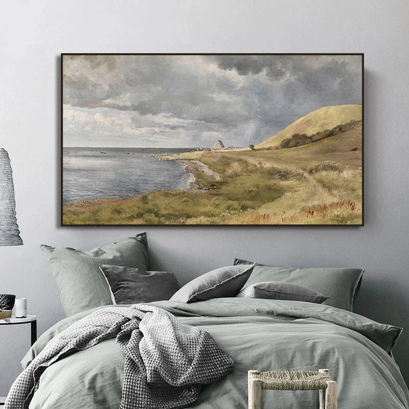 peinture vintage forêt paysage neutre style artistique