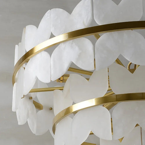 Natural marble and copper minimalist designer pendant light - vue 6 sur 9