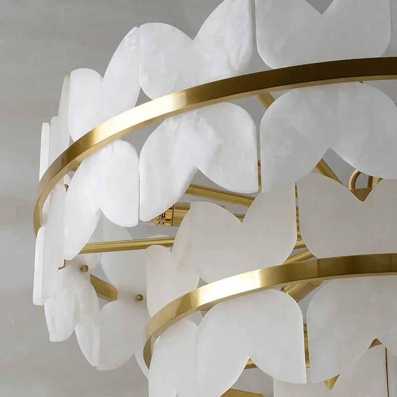Natural marble and copper minimalist designer pendant light - vue 5 sur 9