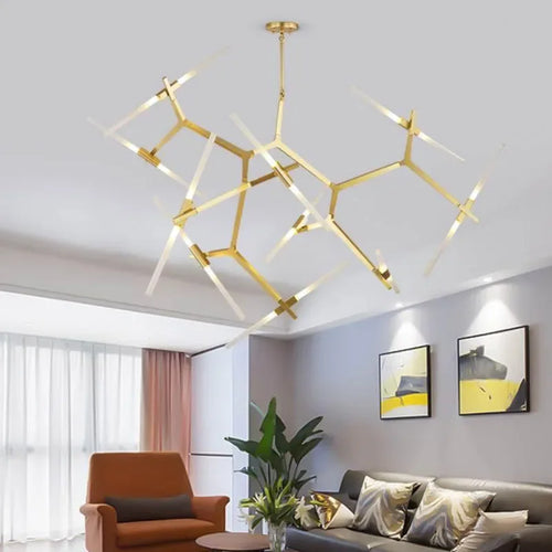 lustre moderne en verre led tube branche pour décoration suspendue - vue 2 sur 14