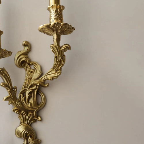 applique murale vintage rococo en laiton et cuivre - vue 5 sur 10
