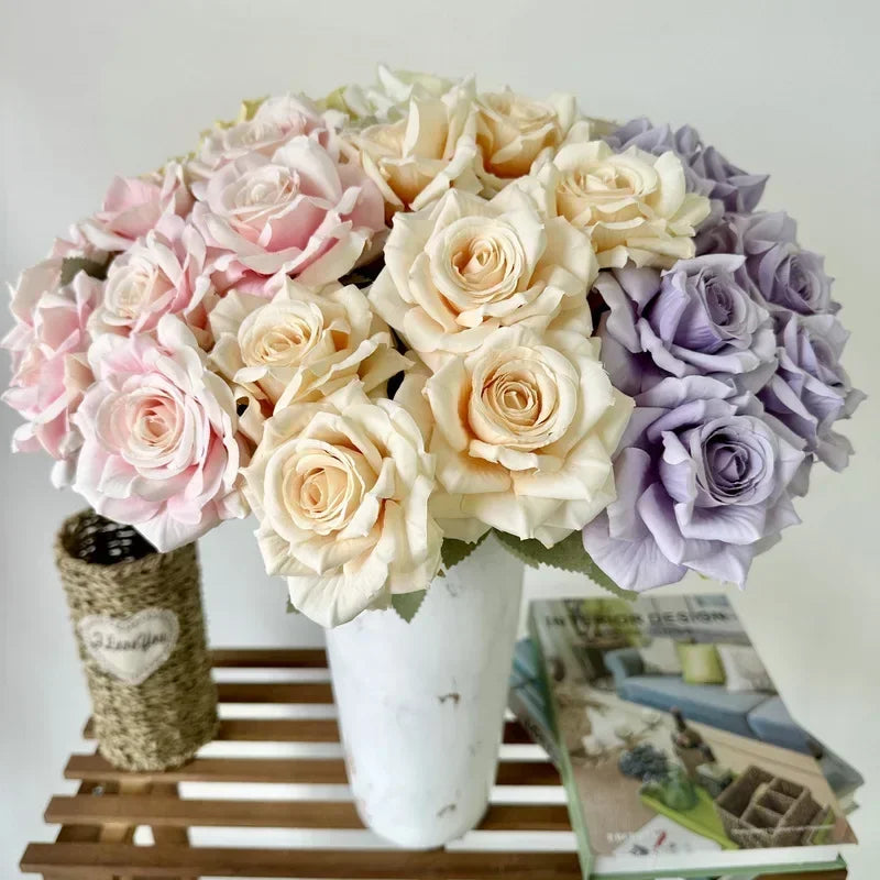 bouquet de roses artificielles en soie pour décoration festive - vue 4 sur 15