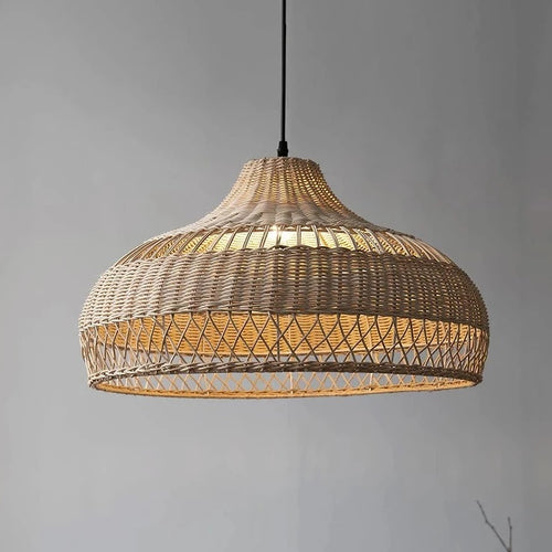 Lustre design en rotin clair - vue 3 sur 6