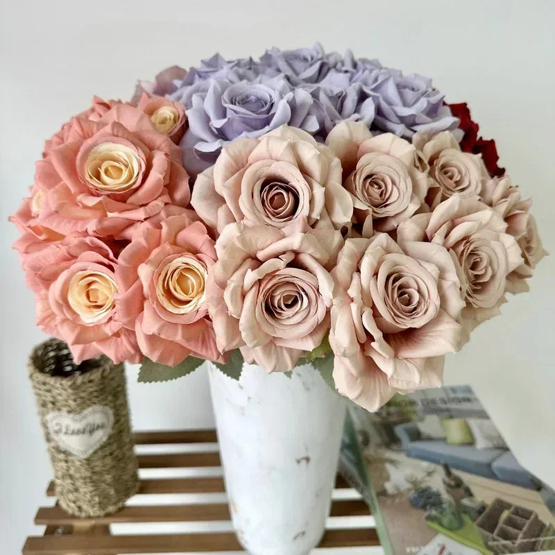 bouquet de roses artificielles en soie pour décoration festive - vue 6 sur 15