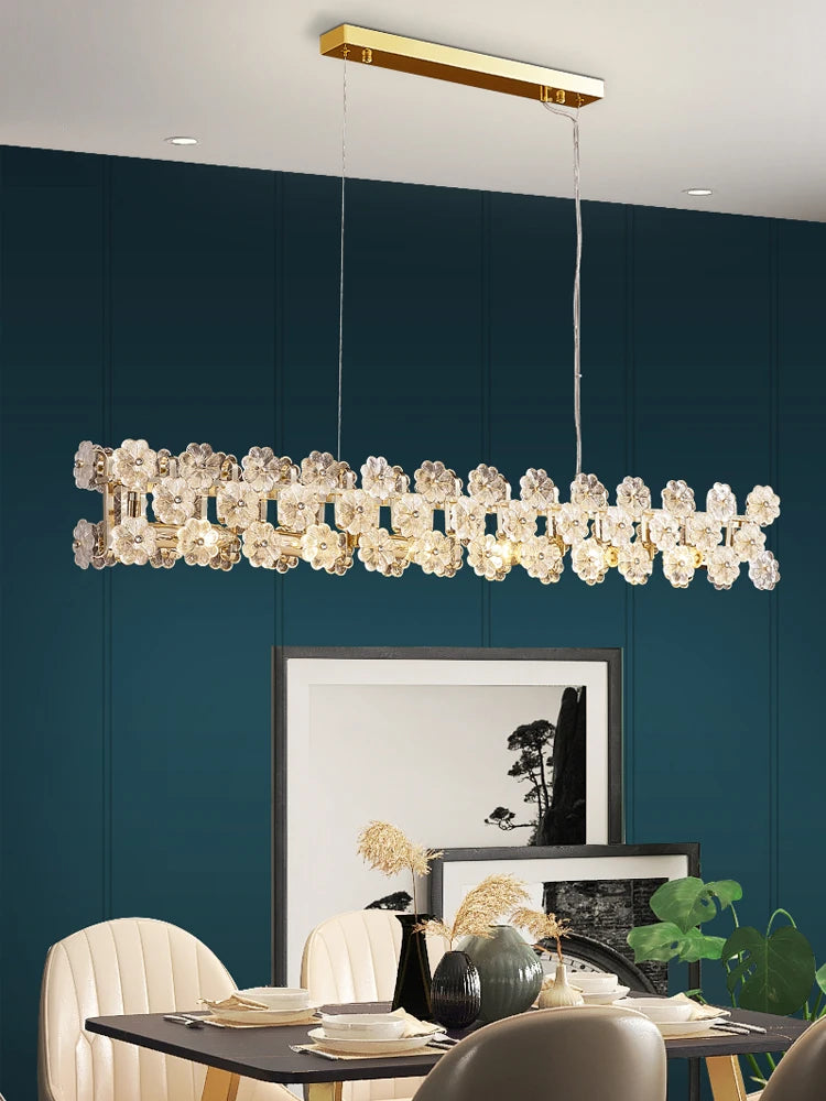 lustre postmoderne nordique de luxe en verre créatif en forme de fleur - vue 4 sur 7