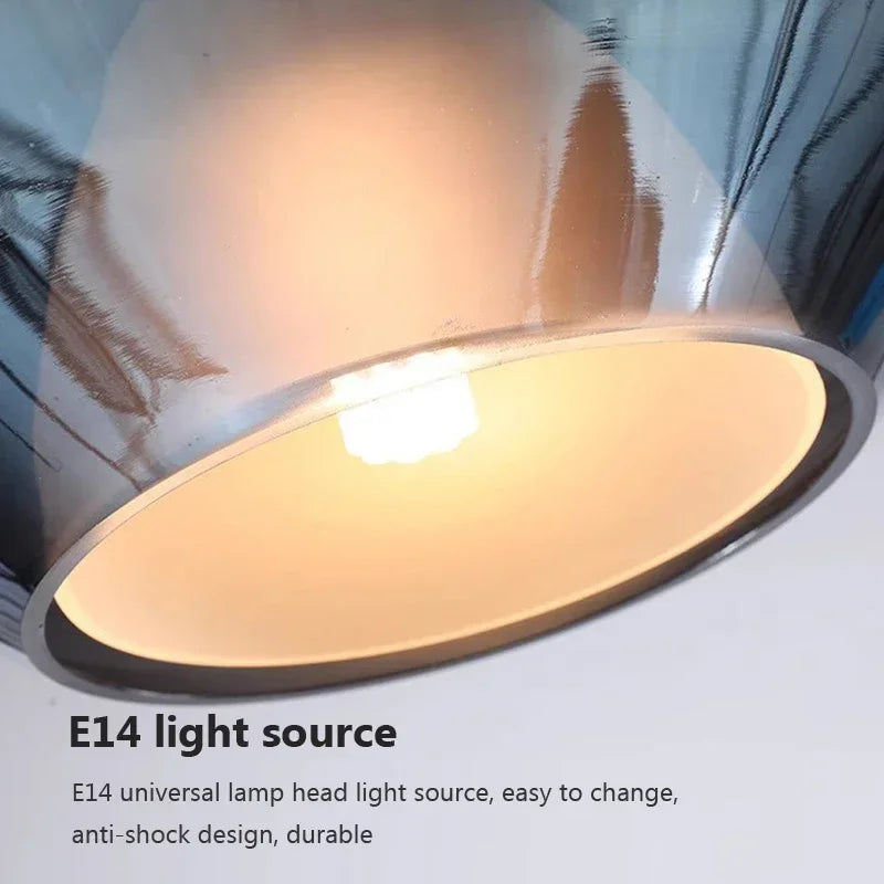 suspension lumière led nordique avec abat-jour en verre - vue 10 sur 11