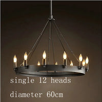 Lustre rond et Moderne américain rétro fer Vintage industriel Led