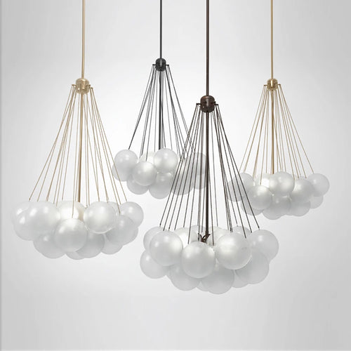 LED élégant moderne bulle boule plafond lustre ivoire verre suspension lumières nordique pour salle à manger Restaurant lampe suspendue - vue 4 sur 10