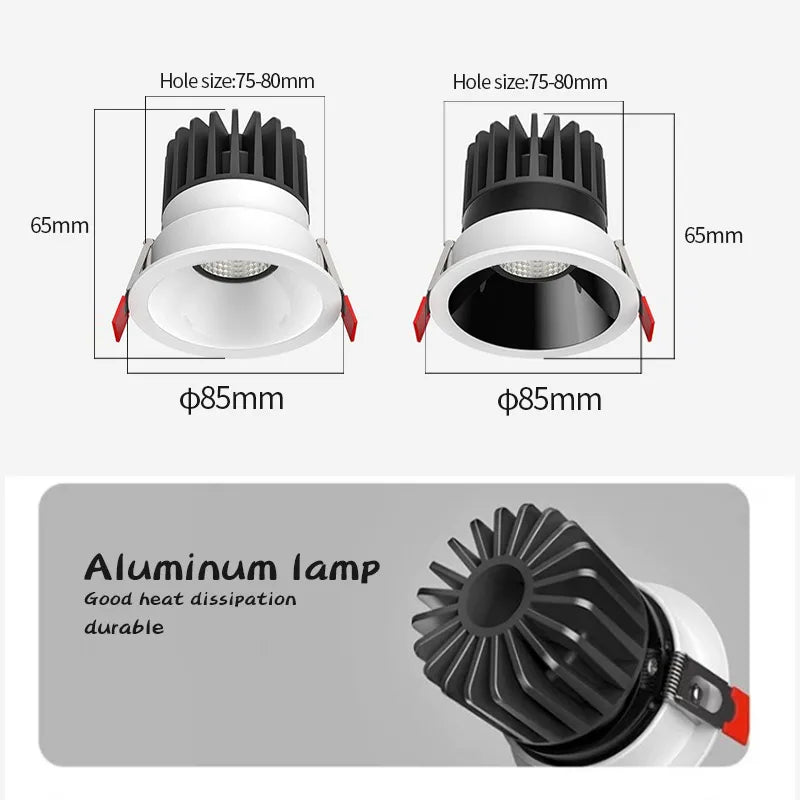 spot led encastré antireflet pour intérieur angle réglable en aluminium - vue 4 sur 18