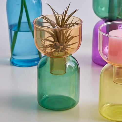 bougeoir décoratif en verre pour bougies et plantes - vue 5 sur 22