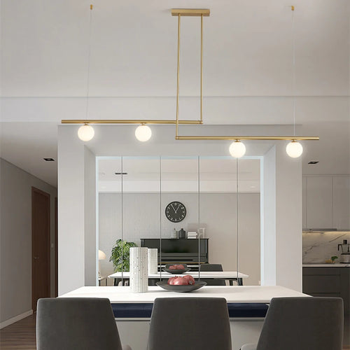Modern nordic minimalist LED glass chandelier for restaurant decor - vue 5 sur 16