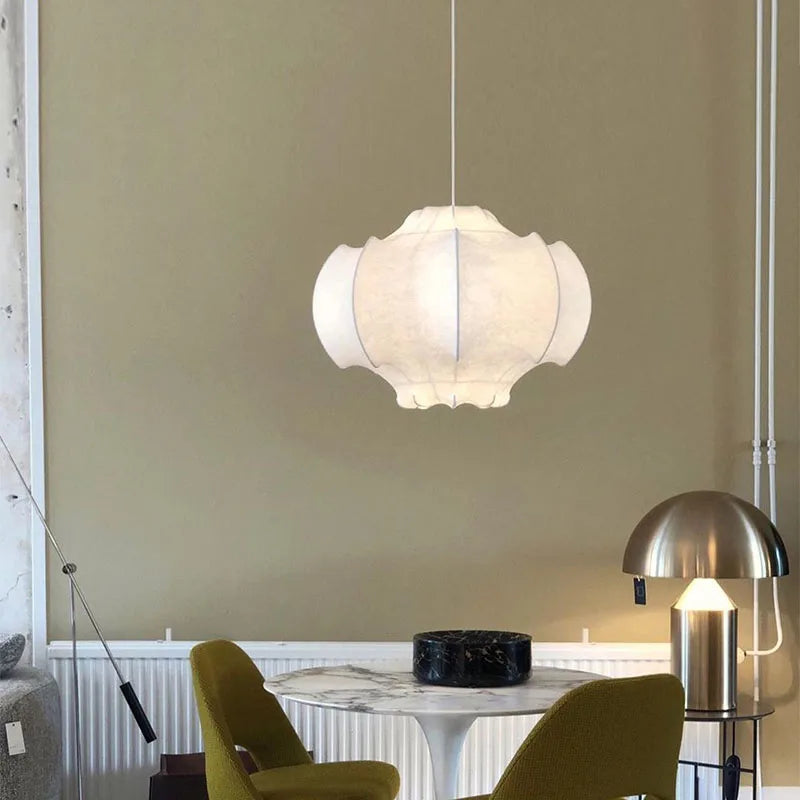 plafonnier wabi sabi en soie japonaise pour décoration intérieure moderne - vue 7 sur 9