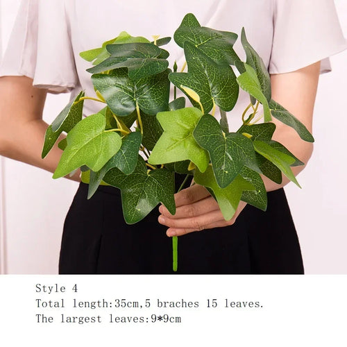 Artificial Grass Green Plants Wall Decor Accessories For Wedding,Plastic Monstera Fake Plants For Home Garden Bonsai Decoration - vue 15 sur 16