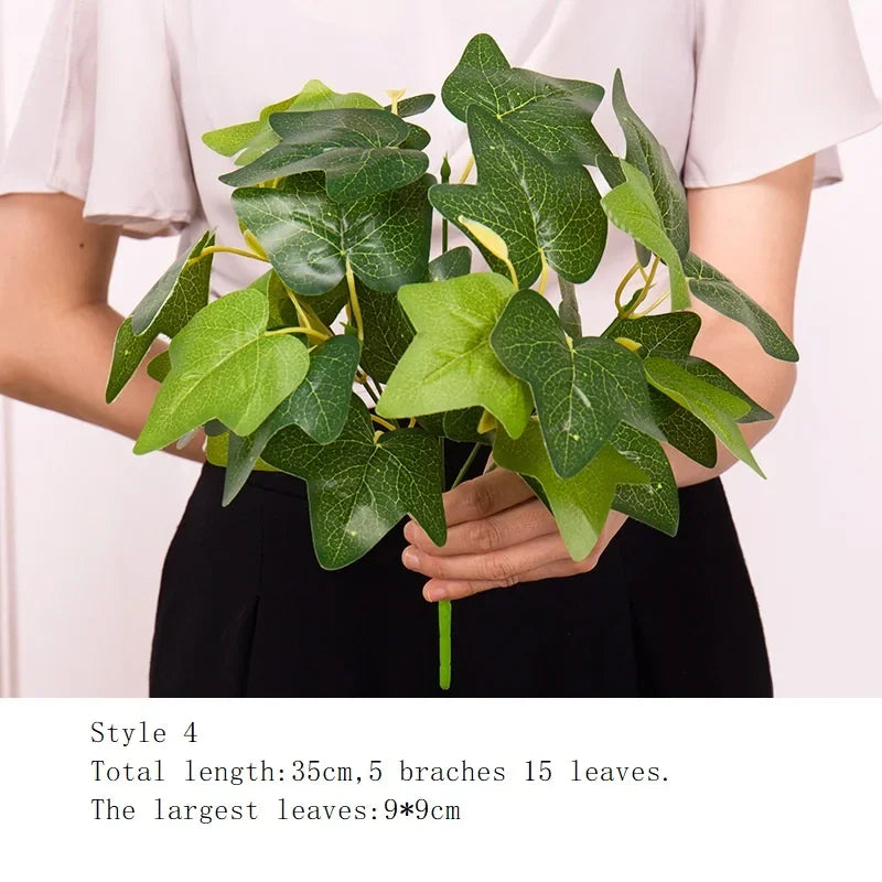 Artificial Grass Green Plants Wall Decor Accessories For Wedding,Plastic Monstera Fake Plants For Home Garden Bonsai Decoration - vue 14 sur 16