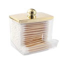 1/3 pcs Qtips Dispenser Bathroom Container with Golden Lid , 10 oz Cotton Ball Holder, Clear Plastic Apothecary Jar Organizer