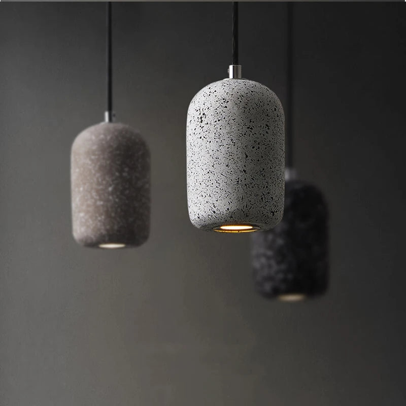 suspension moderne en ciment industriel led nordique