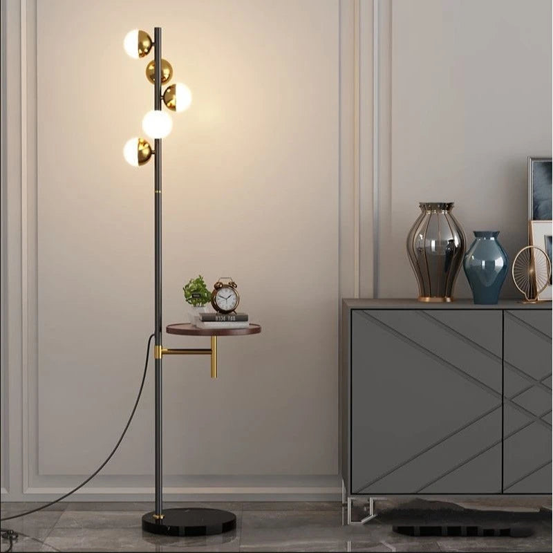 lampe de sol et table en bois avec chargement sans fil - vue 3 sur 8