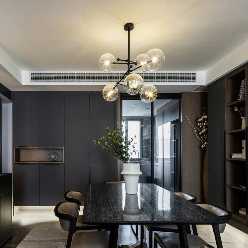 lustre led en verre nordique pour éclairage suspendu décoration intérieur
