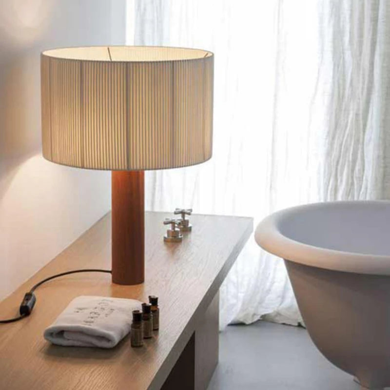 lampe de table vintage en bois massif minimaliste wabi-sabi