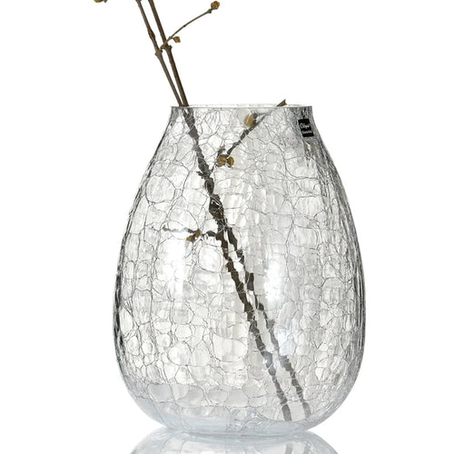 Light luxury handicraft ornaments, ice flower colored glass vase, large transparent glaze ware - vue 6 sur 11