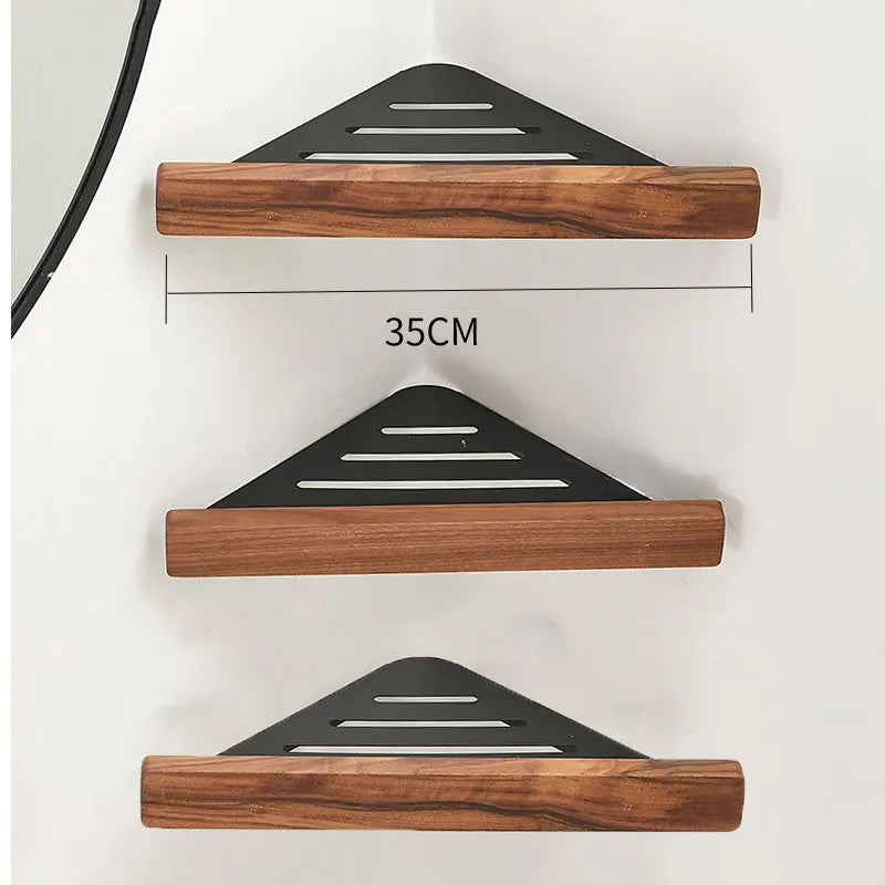 Wall Mount Floating Shelves, Wood and Aluminium, Storage Rack, Home Decor, Living Room, Bedroom, Bathroom, Kitch - vue 12 sur 12