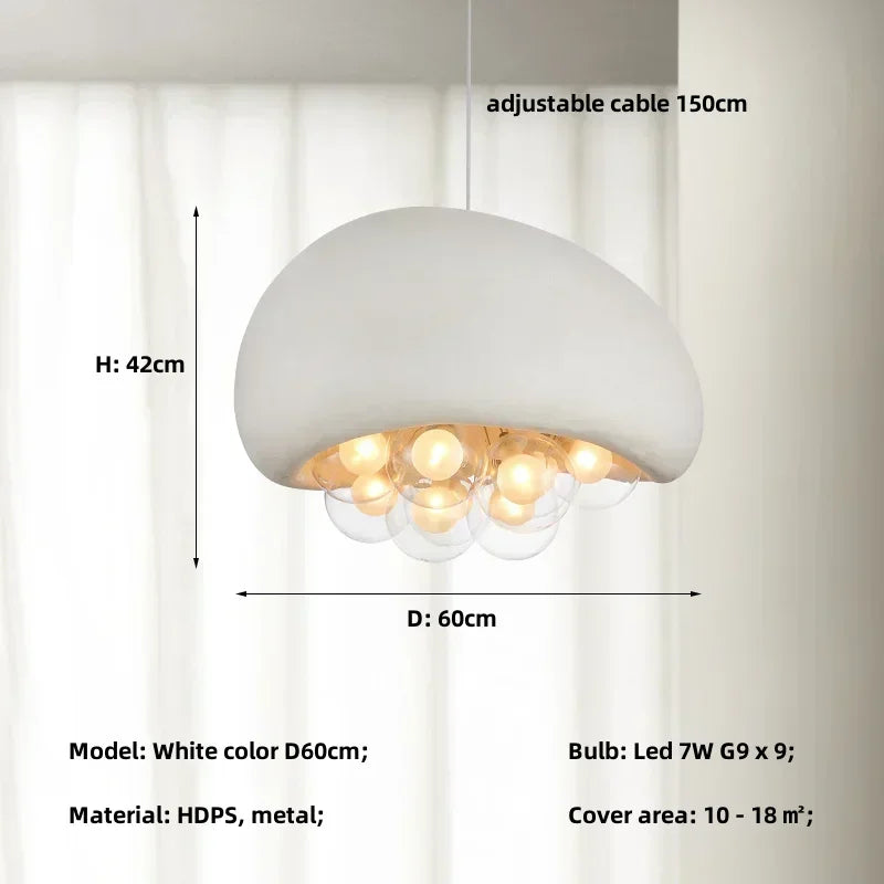 Minimalist wabi sabi style pendant chandelier with LED lighting - vue 9 sur 12