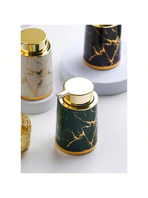 400ml Light Luxury Ceramic Marble Texture Refillable Press Mousse Foaming Soap Dispenser For Bottling, Filling Facial Cleanser - vue 5 sur 9