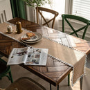 Chemin de table style champetre beige pompons decoratif