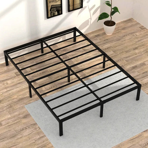 Wholesale Durable Bed Frames Queen Size Bed Base Full Size Double Twin Bedframe With LED Light Strip, Outlets And USB Ports - vue 3 sur 6