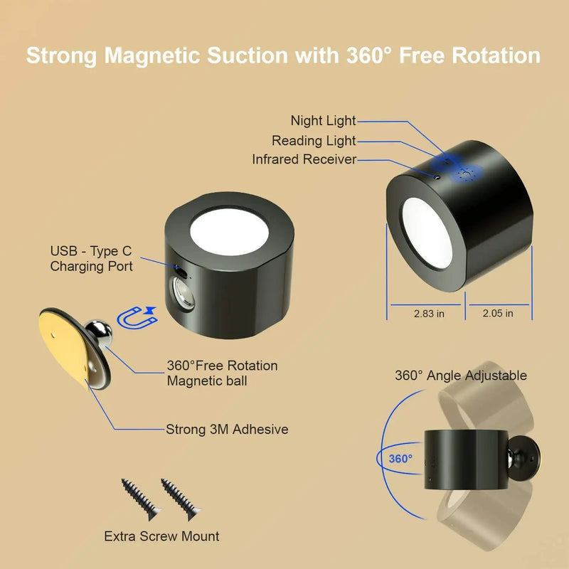 Applique murale LED rechargeable avec télécommande tactile