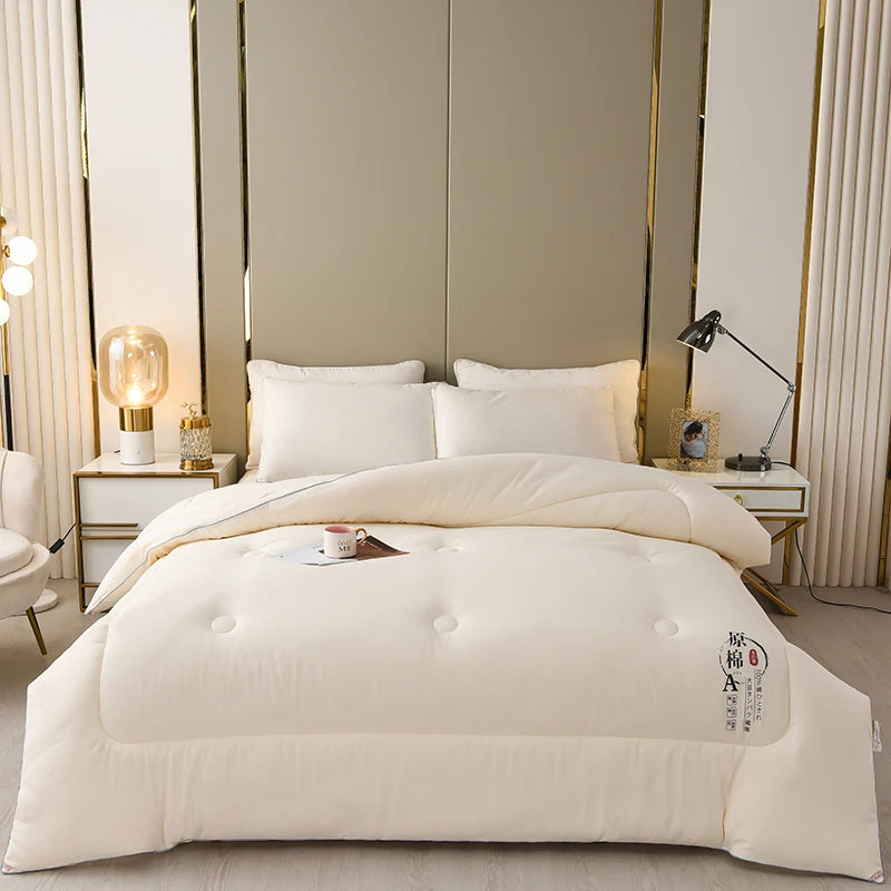 Cotton Comforter Duvet Insert - Quilted White Comforters Queen Size, All Season Down Alternative Queen Size Bedding Comforter