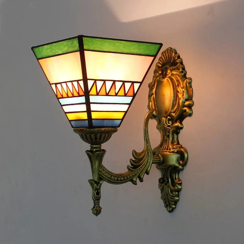 applique murale fleurs turques abat-jour baroque en verre décoratif - vue 3 sur 17