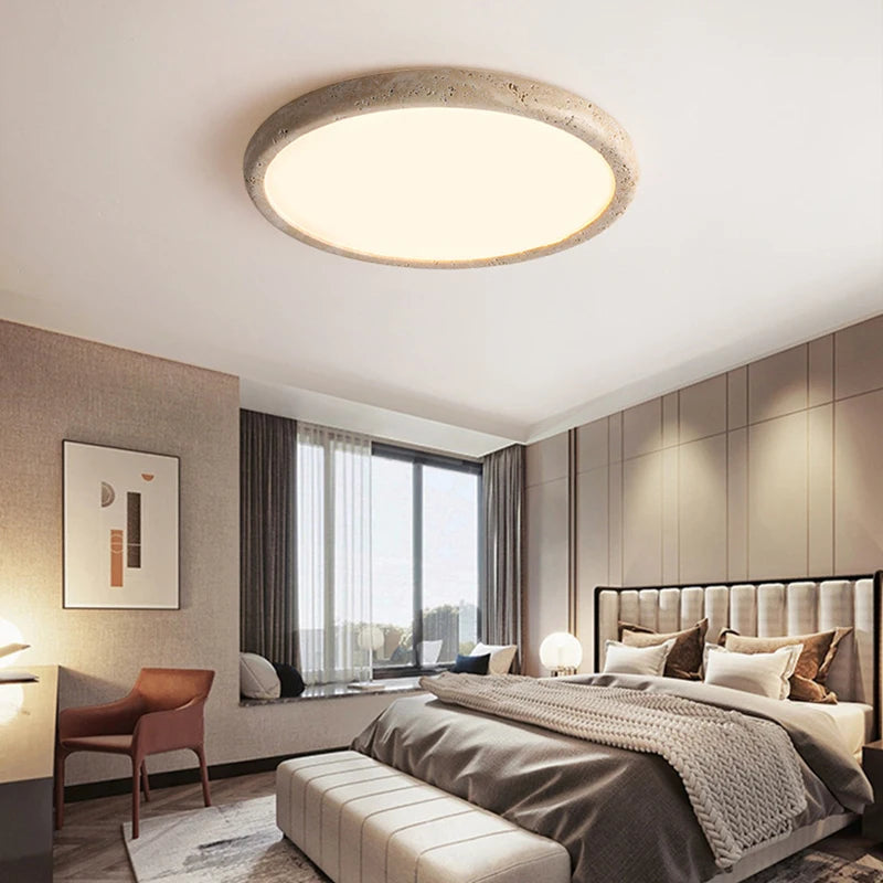 minimalist style natural stone LED ceiling light - vue 4 sur 7