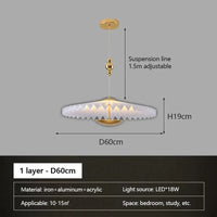 minimalist folding pleated chandelier led flying saucer