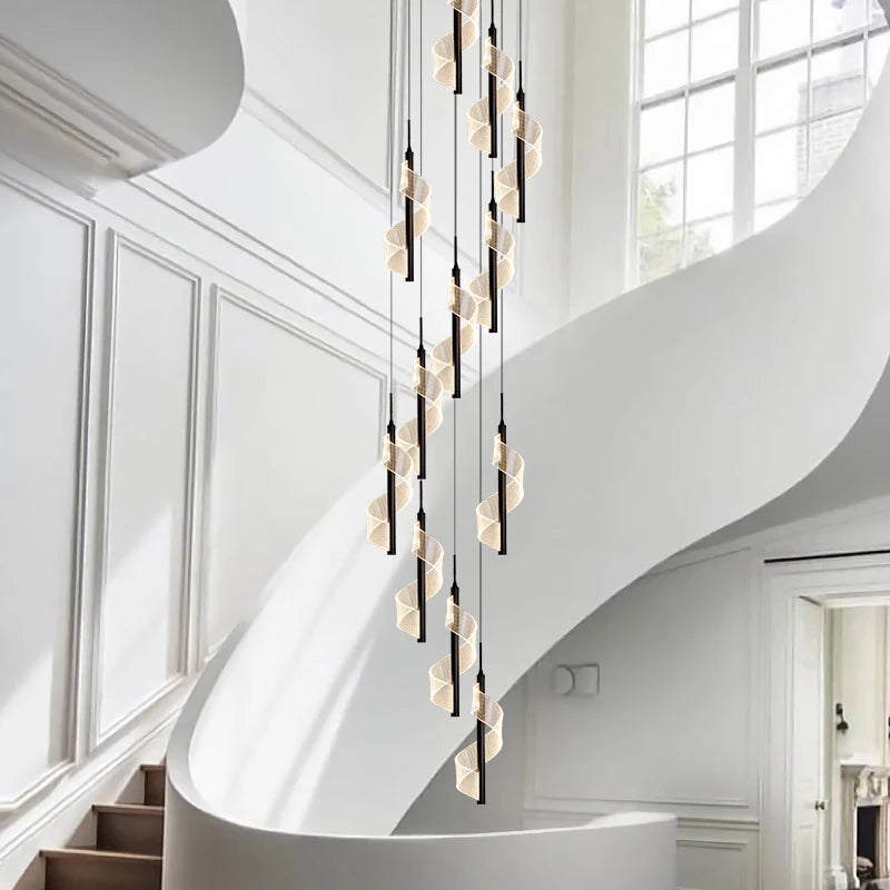 lustre led moderne en acrylique pour escaliers en colimaçon - vue 5 sur 17