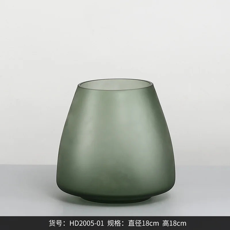 vase en verre givré pour décoration intérieure fleurs séchées et hydroponique - vue 11 sur 12
